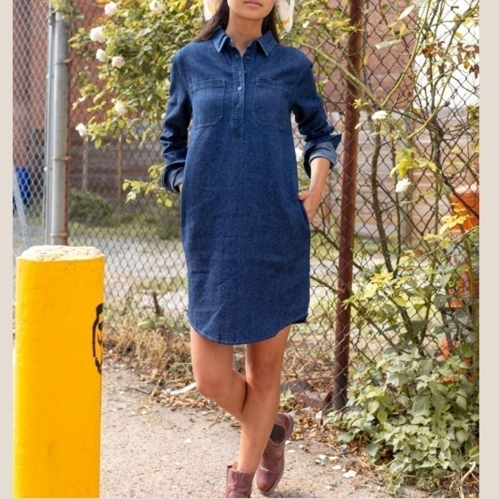 NWT United by Blue Recycled Denim Shirt Dress